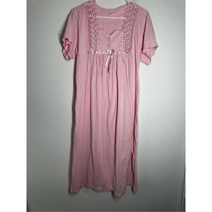 AtincTextil Nights Dress Women's Short Sleeve Crochet Lace Pink Sz L See Notes